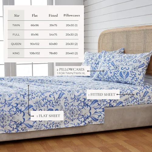 Miniatura 3 de Great Bay Home - Juego de sábanas, microfibra ultrasuave, 4 piezas, estampado floral, sin arrugas, cómodo, para todas las estaciones