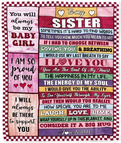 Miniatura 7 de Manta personalizada con texto en inglés «To My Sister from Sister Wood» No Matter Where Life Takes Us Soul Sister cumpleaños, Navidad, graduación