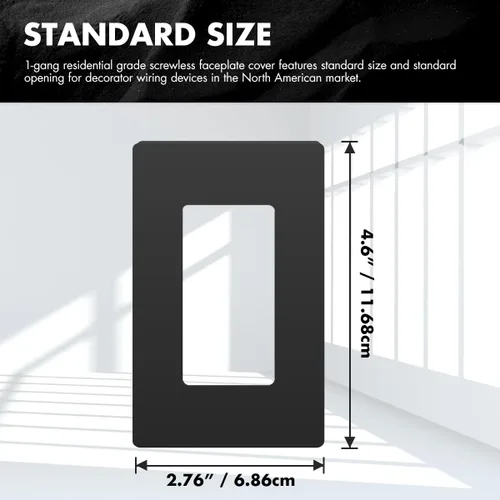 Miniatura 6 de Micmi Placas de pared decorativas de 1 banda, policarbonato irrompible de tamaño estándar, placa de interruptor sin tornillos, cubierta de salida