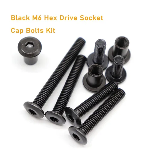 Miniatura 2 de Kit de repuesto de tornillos para cuna de bebé, 100 piezas M6x15mm/0.984 in/1.378 in/1.772 in/2.165 in/2.559 in/2.953 in/2.953 in Negro Hex Drive