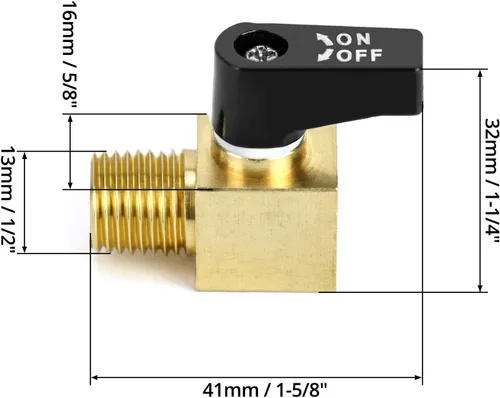 Miniatura 6 de QWORK Válvula de compresor de aire, paquete de 2, mini válvula de bola de latón, válvula de cierre NPT macho x NPT hembra de 1/4 pulgadas