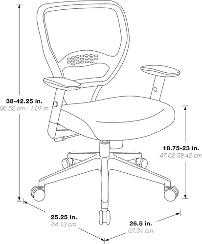 Miniatura 3 de Space Seating Serie 55 - Silla de escritorio de oficina ajustable con soporte lumbar integrado, malla negra