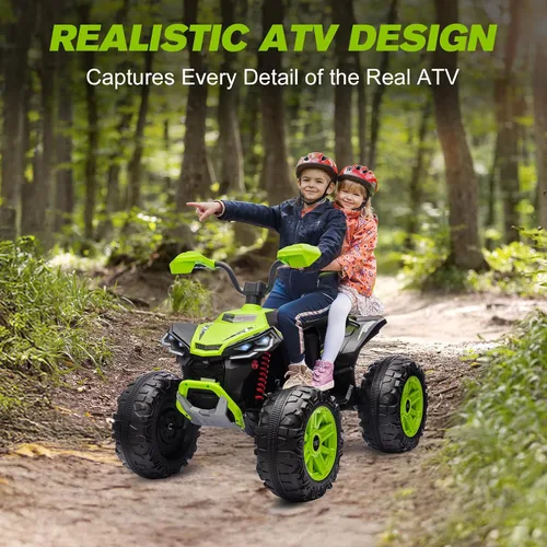 Miniatura 3 de Juguetes de paseo de 24 V para niños grandes, ATV para niños de 2 plazas, ruedas con potencia con suspensión de 4 ruedas, luces LED, música, Azul