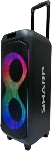 Sistema de altavoces de fiesta Sharp PS-935 con micrófono - Altavoz portátil Bluetooth - ¡Asa y ruedas estilo maleta! Tonos neutros