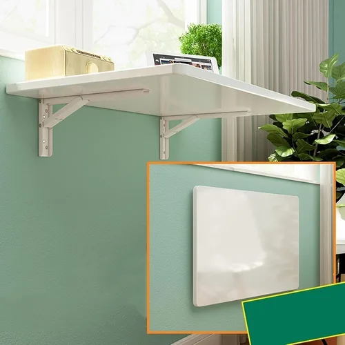 Miniatura 4 de Mesa plegable blanca para montar en la pared, estación de trabajo, mesa de pared plegable de madera para cocina, mesa de comedor, ahorro de espacio