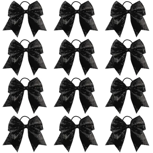 Miniatura 9 de 18 PCS 8" Large American Flag Cheer Hair Bows Ponytail Holder Elastic Band Handmade for Cheerleaders Teen Girls College Sports