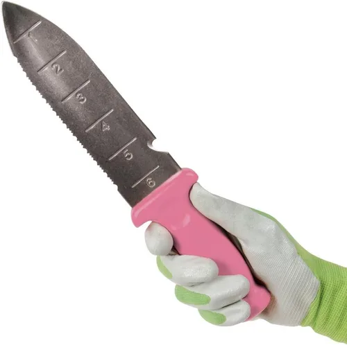 Miniatura 4 de A.M. Leonard Cuchillo de suelo de lujo, color rosa – Hori Hori con hoja de acero inoxidable de 6 pulgadas