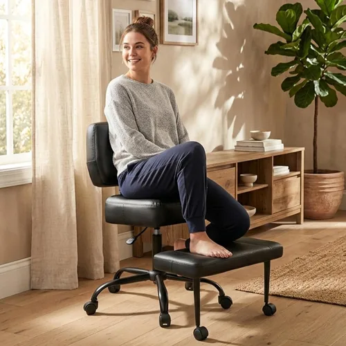 Silla de oficina Criss Cross, silla para TDAH con reposapiés ajustable, silla de meditación giratoria de 360°, diseño flexible para el hogar, silla