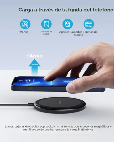 Miniatura 5 de COKOEYE Cargador inalámbrico, almohadilla de carga inalámbrica rápida de 15 W, paquete de 2 unidades compatible con iPhone 17/17 Air/17 Pro/17 Pro