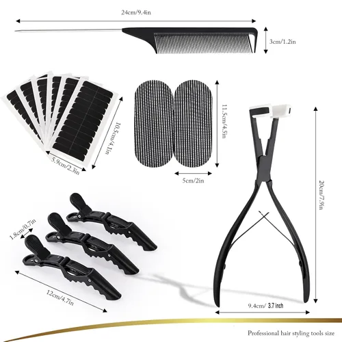 Miniatura 8 de EHDIS Kit de herramientas de extensiones de cabello, alicates de sellado de cabello, herramientas de extensión de cabello de superficie plana