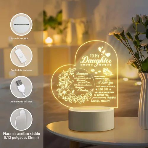 Miniatura 3 de Regalos para hija de mamá, regalos de hija, lámpara de noche acrílica para mi hija, Navidad, cumpleaños, día de la madre, graduación, boda, San