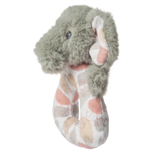 Miniatura 2 de Mary Meyer Sonajero de bebé de anillo suave, 5 pulgadas, elefante Kalahari gris