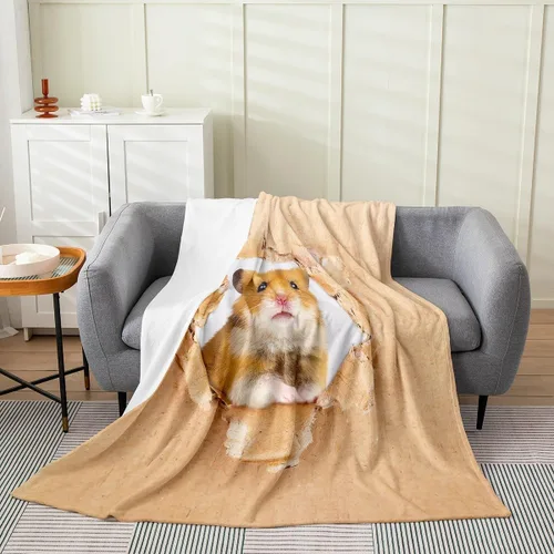 Manta de hámster de 40 x 50 pulgadas, diseño de ratón marrón, manta de forro polar de animales lindos 3D, decoración de dormitorio, manta de franela