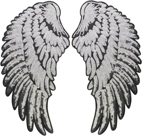 Miniatura 5 de 1 par de lentejuelas con alas de ángel bordadas para planchar para decoración de ropa (rosa intenso)