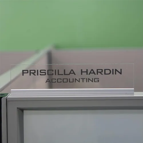 Miniatura 3 de Placa de identificación personalizada para cubículo de oficina. Soporte de aluminio moderno - 4 colores de placa (transparente transparente)