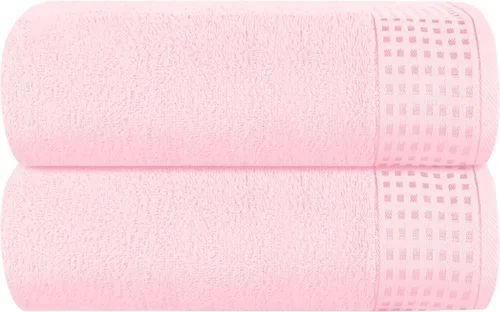 Miniatura 31 de GLAMBURG Juego de 2 toallas de baño de gran tamaño 100% algodón, 28 x 55 pulgadas, ultra suaves, altamente absorbentes, compactas, de secado rápido