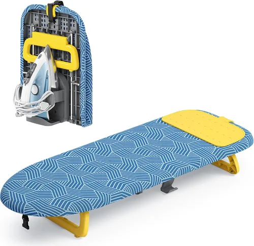 Miniatura 10 de KINGBOARD Tabla de planchar de mesa, pequeña tabla de planchar con soporte para planchar, mini tabla de planchar plegable, fácil almacenamiento