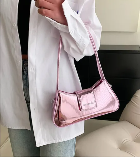 Miniatura 3 de Bolso de noche para mujer, bolso de mano Y2k, plateado brillante, bolso de mano, bolso de fiesta, lindo bolso metálico