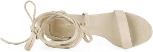 Miniatura 4 de Allegra K Sandalias de tacón grueso con cordones y punta abierta para mujer, Marrón