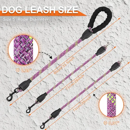 Miniatura 6 de Correa doble para perro para dos perros, desmontable giratoria de 360°, correa sin enredos con tiras reflectantes para caminar y entrenar perros