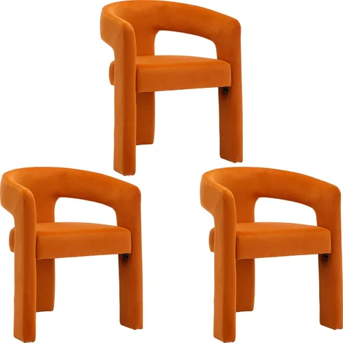 Miniatura 36 de BESTANO Sillas de comedor modernas tapizadas en terciopelo de vellón con respaldo abierto, lindas sillas laterales de barril, sillas de cocina