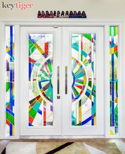 Miniatura 6 de Manijas de puerta de acero inoxidable de dos caras de 48 pulgadas, acabado de níquel cepillado, tiradores de puerta modernos para puertas de entrada