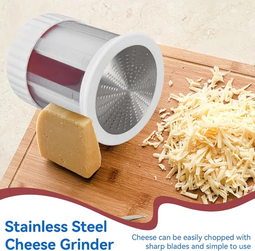 Miniatura 2 de Rallador de queso para cocina, ralladores de mantequilla de acero inoxidable, rallador cilíndrico de mano para frutas y verduras, triturador