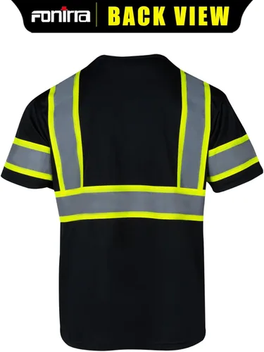 Miniatura 3 de FONIRRA Camisa reflectante de seguridad de alta visibilidad para hombres ANSI Clase 3 Hi Vis, camisas de trabajo de construcción con manga corta