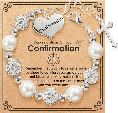 Miniatura 7 de Pulsera de cruz de bautismo de confirmación de la primera comunión para niñas, joyería católica, regalos para niños, hija, ahijada, nieta, 6+2