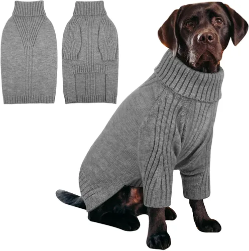 Miniatura 40 de IECOii Suéter extragrande para perro, suéteres térmicos cálidos para perros de raza gigante, ropa de punto, cuello alto de invierno, elástica
