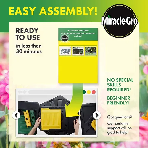 Miniatura 10 de Miracle-Gro - Contenedor de doble cámara para composta, para exteriores, 2 puertas corredizas (2 x 70 litros)