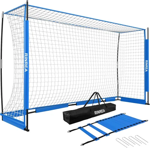 Miniatura 10 de RINREA Portería de fútbol portátil, red de portería de fútbol plegable con base metálica, equipo de entrenamiento de fútbol de montaje rápido con 1