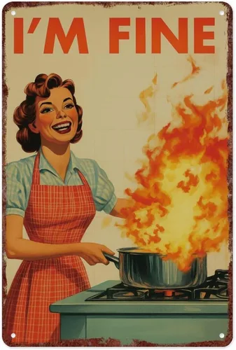 Retro Kitchen Print Poster Retro Metal Tin Sign For Wall Decoration In Kitchens, Restaurants, Bars, And Cafes With Dimensions Of 12x8 Inches