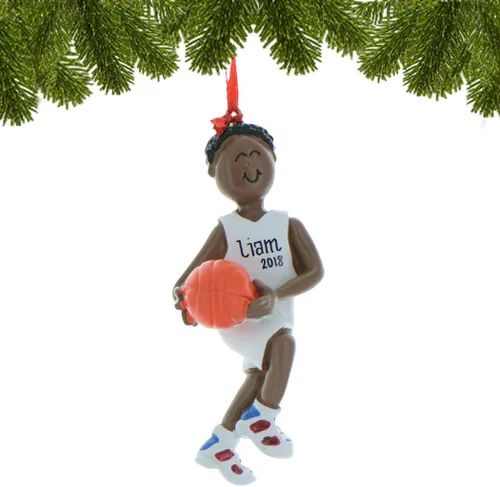 Miniatura 2 de Adorno personalizado de árbol de equipo de baloncesto 2021 – Hombre atleta con B-Ball Sport Hobby NBA Profesión