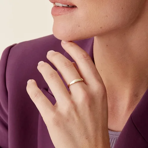 Miniatura 2 de PAVOI 14K Gold Plated Chunky Signet Ring for Women Women's Stackable Bands