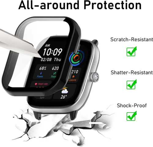 Miniatura 3 de Lamshaw Funda compatible con Amazfit GTS 4 Mini, carcasa protectora de policarbonato duro con protector de pantalla de vidrio templado compatible