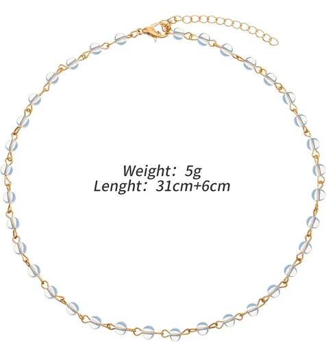 Miniatura 4 de BBTO Gargantilla de cadena de capas de oro, 9 piezas, collar con dije en capas para mujeres y niñas (estilo A), Perla sintética, aleación