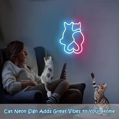 Miniatura 2 de Dos Letreros de Neón de Gato, Letrero de Neón LED de Gato para Decoración de Pared, Lindas Luces de Neón de Gato, Luz de Neón de Arte de Pared 3D
