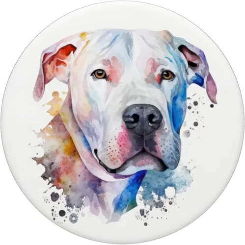 Miniatura 3 de Dogo Argentino Perro Colorido Acuarela PopSockets intercambiables PopGrip