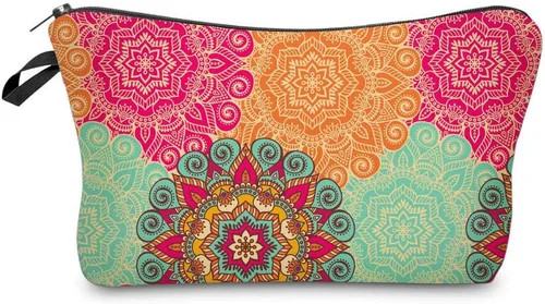 Miniatura 14 de Deanfun - Bolsa de maquillaje impermeable con diseño de mandala y flores, impermeable, espaciosa, cosmetiquera, bolsa de viaje ideal como regalo