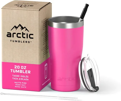 Miniatura 12 de Vaso aislado de 30 onzas color rosa claro con pajita y limpiador - Mantiene la temperatura hasta 24 horas - Tapa a prueba de derrames, tecnología