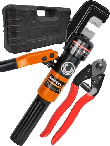 Miniatura 7 de AMZCNC Pinza de engarce hidráulica de 12 toneladas para terminales de cable y alambre, herramienta de engarce de cable terminal de batería