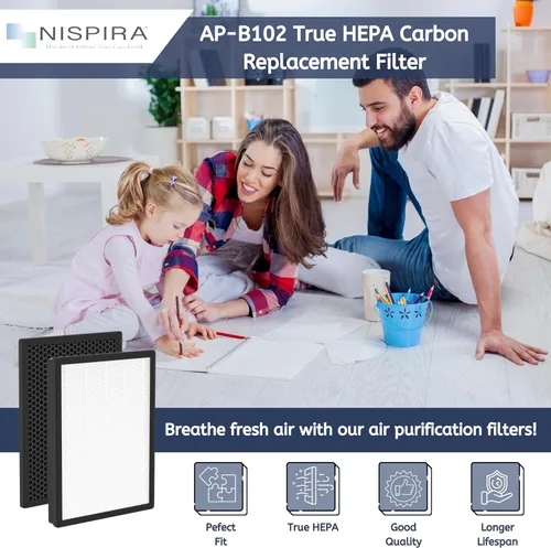 Miniatura 2 de Nispira Paquete de 1 filtro de repuesto AP-B102 compatible con el purificador de aire Alexapure Breeze 3049 True HEPA Carbon