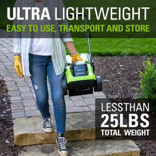 Miniatura 5 de Greenworks - Cortacésped inalámbrico de 24 V y 13 pulgadas (2 en 1), batería USB de 4.0 Ah (multipuerto USB) y cargador MO24B410 incluido