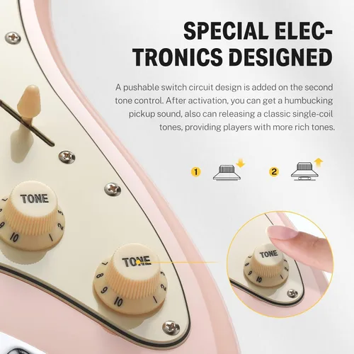 Miniatura 3 de Donner 39 Pulgadas Guitarra Eléctrica, Serie de Diseño DST-200 Guitarra Eléctrica de Cuerpo Sólido con Estilo para Principiantes, Intermedios