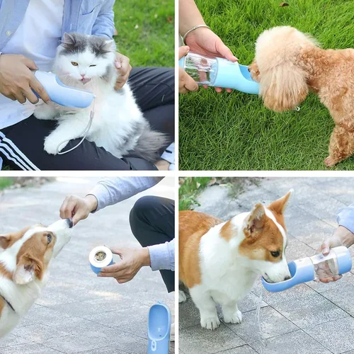 Miniatura 7 de Botella de agua para perros, botella de agua portátil para perro, diseño multifuncional y desmontable para beber y comer, taza combinada, botella