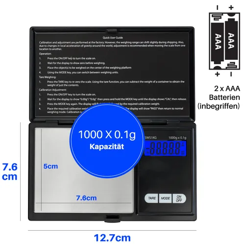 Miniatura 3 de Smart Weigh Báscula digital de bolsillo, precisión de 35.27 oz x 0.00 oz, ideal para joyas, alimentos, hierbas y medicinas, plataforma de acero