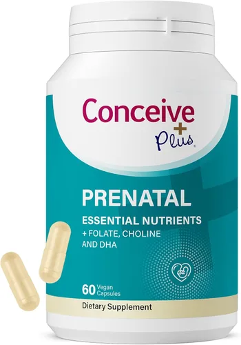 Conceive Plus Suplemento de vitaminas prenatales para mujeres, multivitamínico con ácido fólico para el embarazo, vegano, colina, hierro, vitaminas