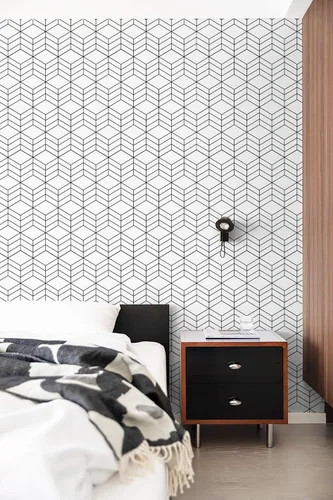 Miniatura 5 de Papel tapiz geométrico hexagonal para despegar y pegar, papel de contacto geométrico para gabinetes, papel tapiz blanco y negro para baño