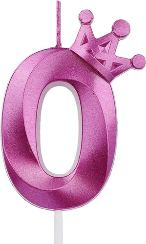 Miniatura 55 de Vela rosa de cumpleaños número 1, decoración temática rosa para fiesta de primer cumpleaños, velas de número 3D diseñadas con corona para decoración